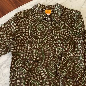 Ruby Rd. Green and Brown Patterned Top